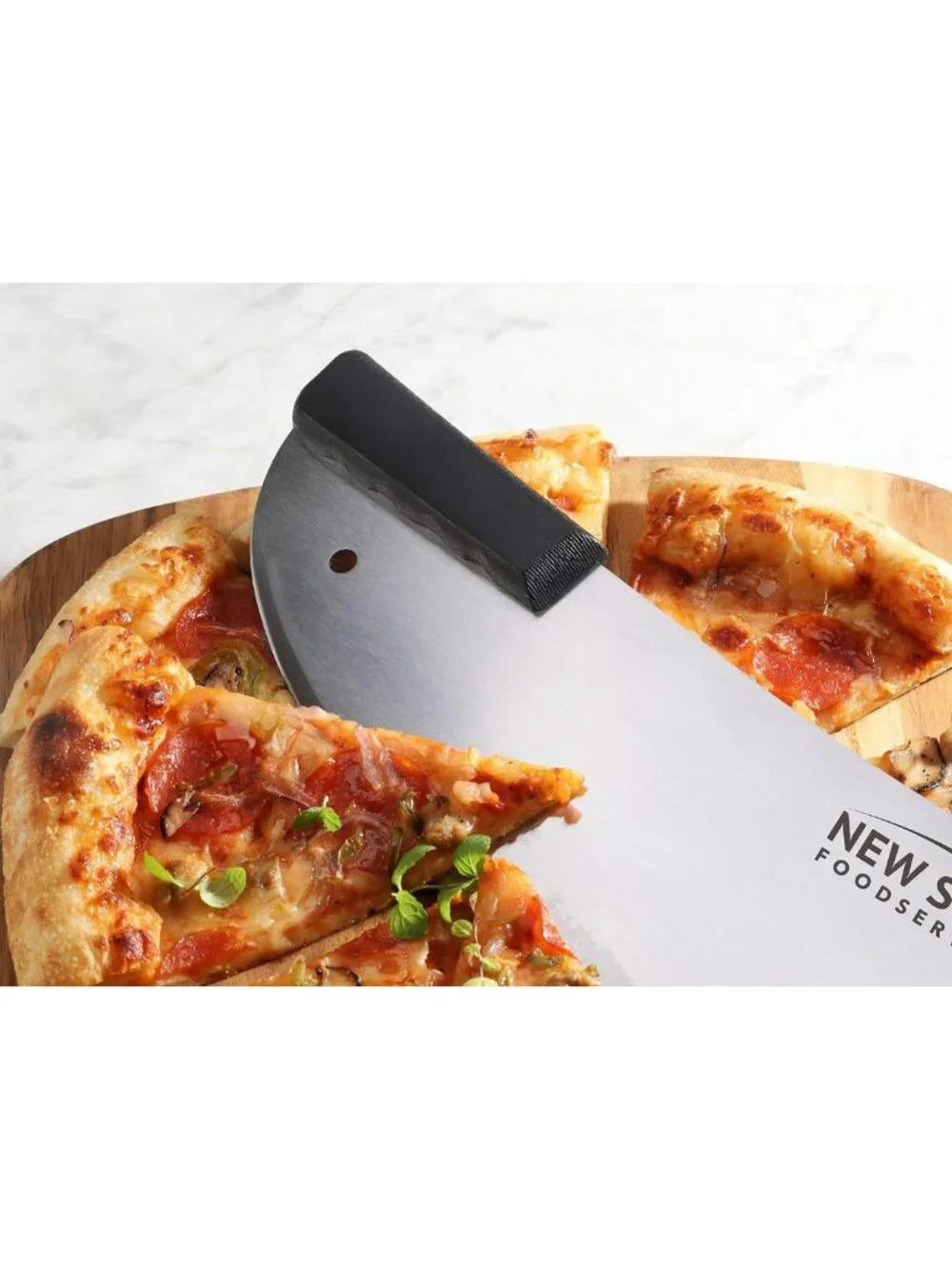 Deluxe 20-Inch Stainless Steel Pizza Knife - Commercial Grade Rocker Style